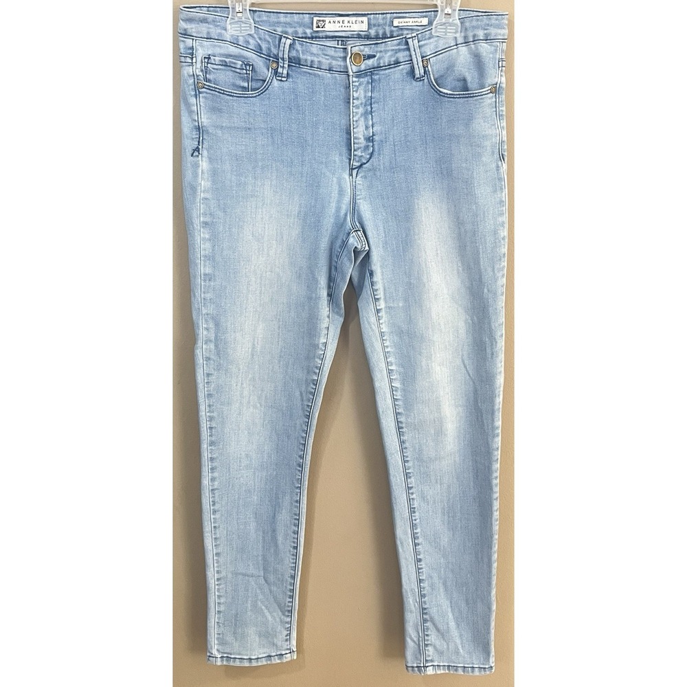 Anne‎ Klein Leo Skinny Ankle Jeans Women's Size W34 L29 Light Wash Stretch Denim